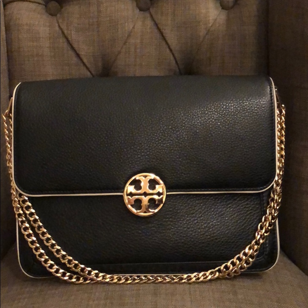 Black and white leather Tory Burch shoulder bag